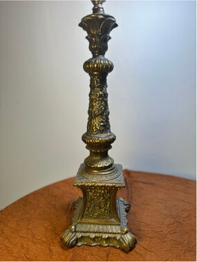 Vintage Mid-Century Hollywood Regency Ornate Church Altar Candlestick Lamp